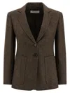 Max Mara Brown Single-breasted Jacket In Wool Tweed In Brown