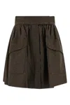 Max Mara High-waisted Pleated Skirt Pockets In Brown