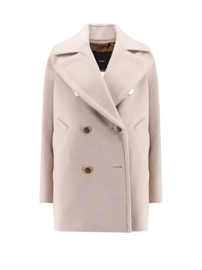 Max Mara Berta Cashmere Peacoat With Gold Metal Buttons In Beige