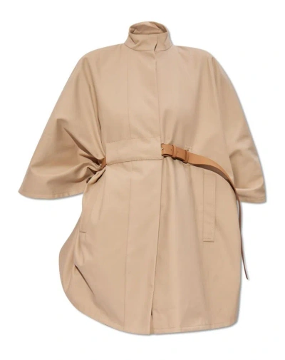 Max Mara Berto Belted Cape In Beige