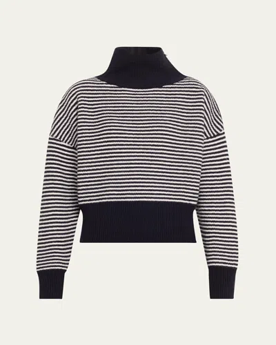 Max Mara Bessica Stripe High-neck Sweater In White Blue