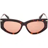 Max Mara Women's Dark Havana Beth Cat-eye Sunglasses In Dark Havana/brown