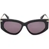 Max Mara Beth 54mm Polarized Geometric Sunglasses In Shiny Black/smoke
