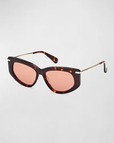 Max Mara Beth Acetate & Metal Cat-eye Sunglasses In Dark Havana