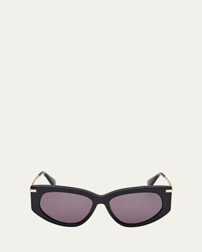 Max Mara Beth Acetate & Metal Cat-eye Sunglasses In Shiny Black