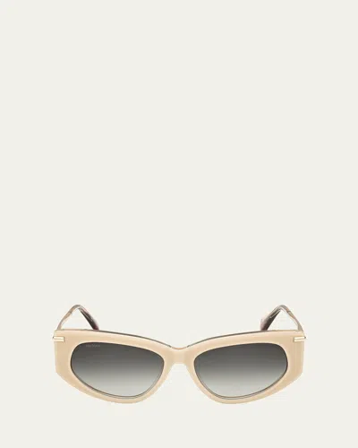 Max Mara Beth Acetate & Metal Cat-eye Sunglasses In White Gradient Green