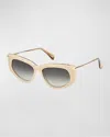 Max Mara Beth Acetate & Metal Cat-eye Sunglasses In White/gradient Green