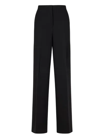 Max Mara Wide Leg High Waist Trousers With Seam Detailing In Black
