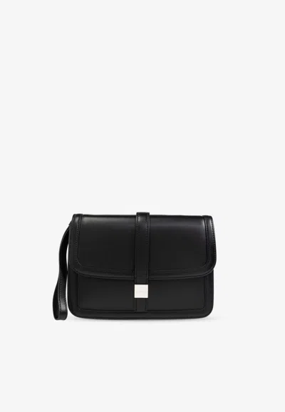 Max Mara Bianca Leather Clutch Bag In Black