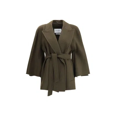 Max Mara Bicolor Camel Hair  Coat In Green