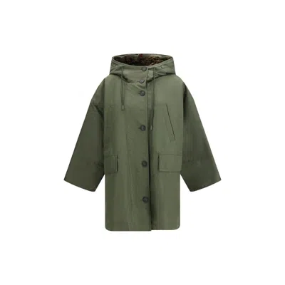 Max Mara Bicolor Cotton Trench Coat In Green