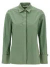 Max Mara French Collared Shirt With Back Yoke And Pleat In Bicolor