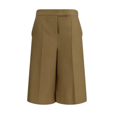 Max Mara Bicolor Linen Bermuda Shorts In Brown