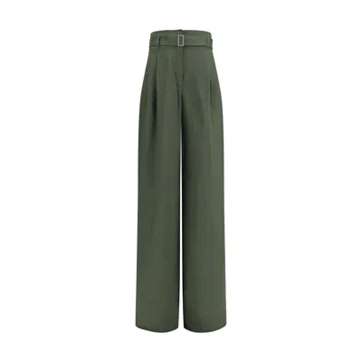 Max Mara Bicolor Linen Casual Pants In Green