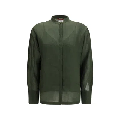 Max Mara Studio Shirt With Korean Collar In Green