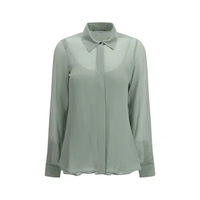 Max Mara Bicolor Silk Shirt In Gray