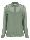 Max Mara Silk Sheer Button-front Shirt In Bicolor