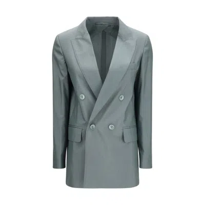 Max Mara Bicolor Wool Oves Aries Blazer In Gray