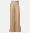 Max Mara Big Pleated Linen Wide-leg Pants In Brown