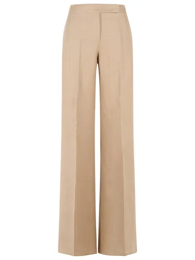 Max Mara 'big' Regular Fit Pants In Camel Linen Natté In Neutral