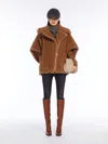 Max Mara Teddy Fabric Biker Jacket Cape In Camel