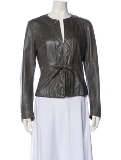Pre-owned Max Mara Biker Jacket In Gray