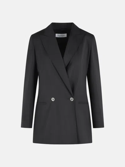 Max Mara Bikini Virgin Wool Double Breasted Blazer In Black