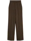 Max Mara High Waist Wide Leg Trousers With Pleats In Brown
