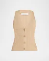 Max Mara Bimba Ribbed Knit Vest In Neutral