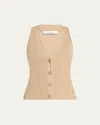 Max Mara Bimba Ribbed Knit Vest In Brown