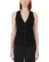 Max Mara Bimba V Neck Button Front Top In Black