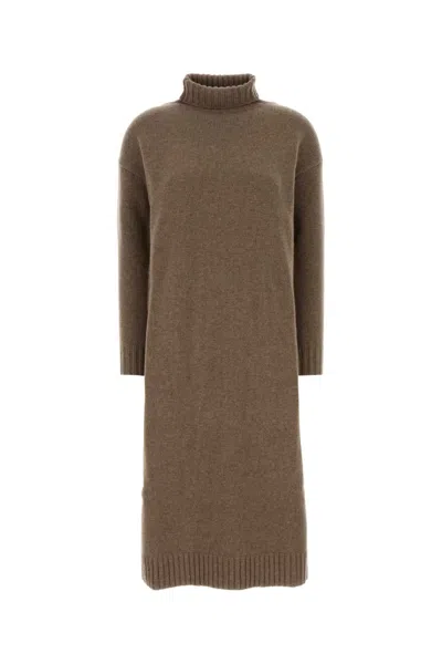 Max Mara Cashmere Summer Turtleneck Dress In Brown