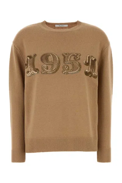 Max Mara Biscuit Wool Blend Plata Sweater In Light Brown