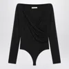 Max Mara Black Crossover Bodysuit In Stretch Jersey In Black