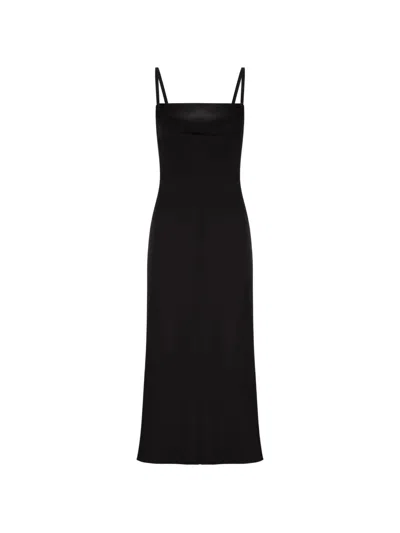 Max Mara Pianoforte Black Triacetate Polyester Sheath Midi Dress