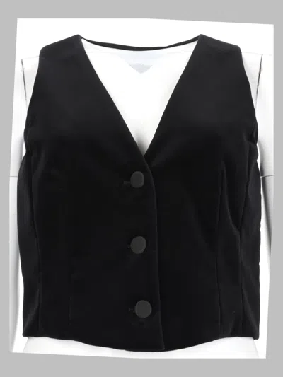 Max Mara Studio Gilet In Velluto Liscio In Black