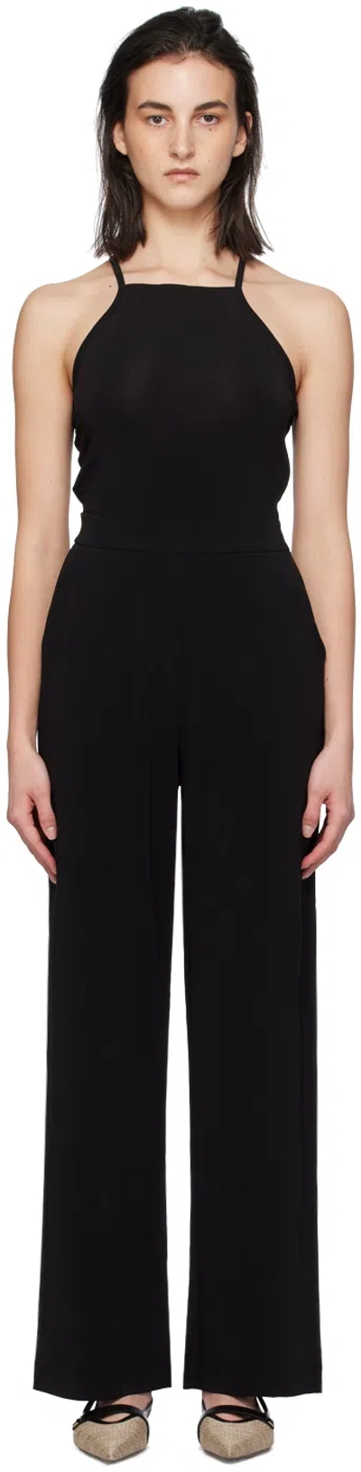 Max Mara Agar Viscose Crepe Crisscross Jumpsuit In Black