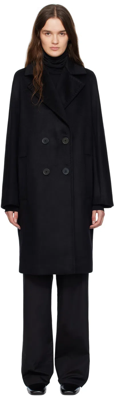 Max Mara Black Agenda Coat In Blue