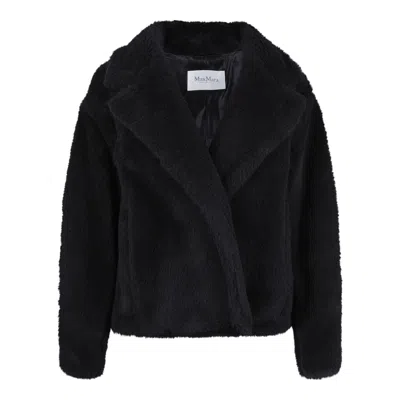 Max Mara Black Alpaca Wool Coats In Blue