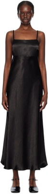 Max Mara Baden Satin Sleeveless Flared Midi Dress In Black