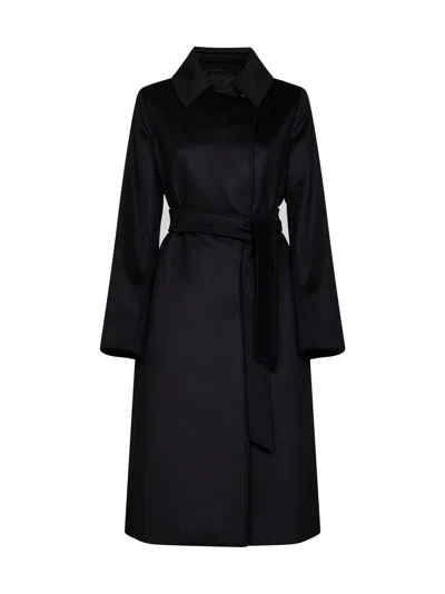 Max Mara Black Bcollag Long Wrap Coat