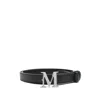 Max Mara Women Black Belt With Logo Plaque Buckle Closure And Contrasting Stitching In Leather Woman In Black