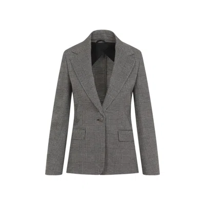MAX MARA MAX MARA BLACK BLAZER WITH NOTCHED LAPEL AND HOUNDSTOOTH PATTERN