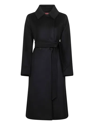 Max Mara Black Broadcloth Bcollag Robe Coat