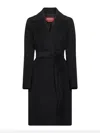 Max Mara Black Broadcloth Dravenna Robe Coat In Black