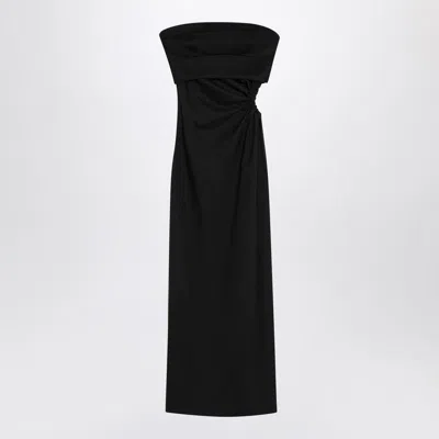 Max Mara Black Bustier Dress In Wool Blend In Multi