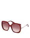 Max Mara Black Butterfly Acetate Sunglasses, 58mm In Red/pale Gold/brown Lenses