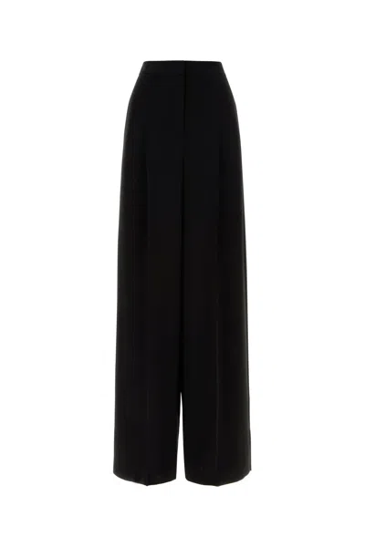 MAX MARA BLACK CADY LINO WIDE-LEG PANT
