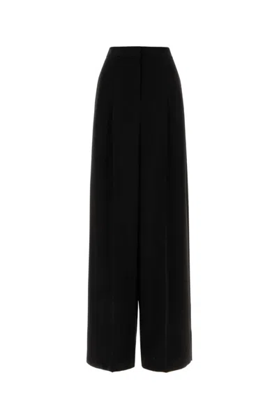 MAX MARA BLACK CADY LINO WIDE-LEG PANT