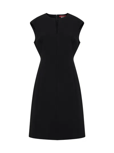 Max Mara Black Cady Mstgiunto Short Princess-line Dress